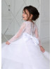 Long Sleeve White Lace Tulle Buttons Back Flower Girl Dress Long Sleeve White Lace Tulle Buttons Back Flower Girl Dress
